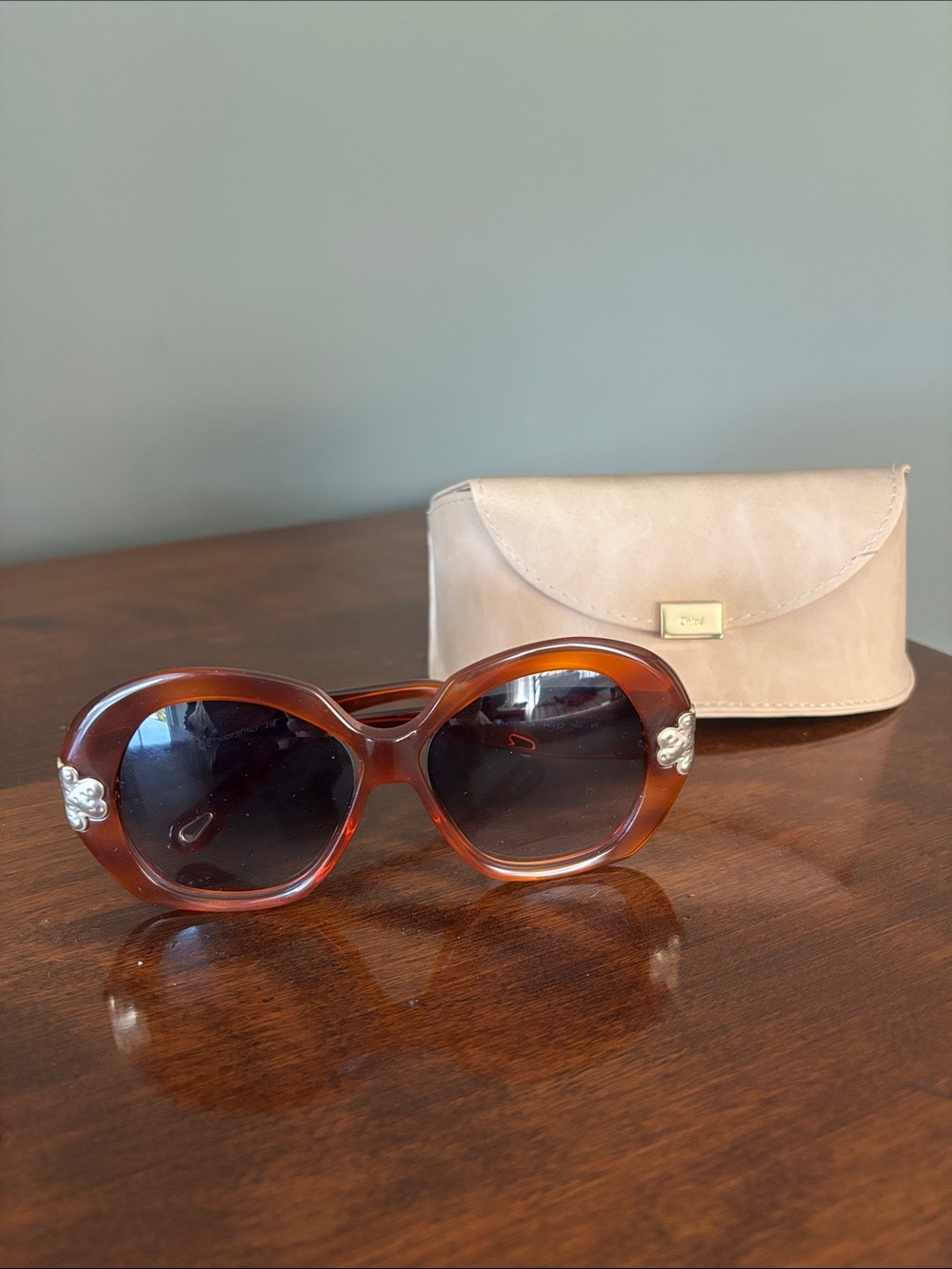 Chloe Tortoiseshell Oversized Sunglasses with Brown Lenses